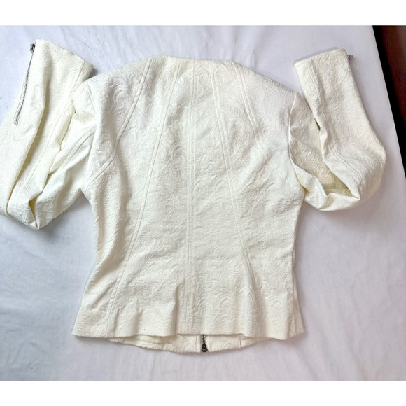 Y2k 2010 Cache Brocade Jacquard Floral Pantsuit Set Cream Zipper Blazer 0 Pant 4 - Picture 15 of 16